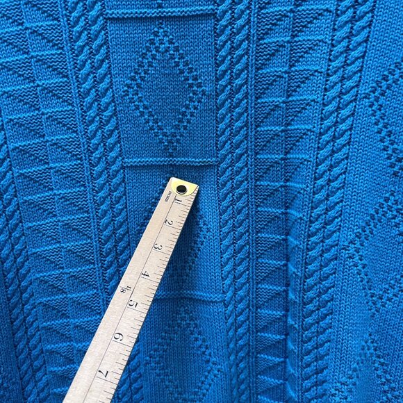 VTG Hunt Club Mens Large Sweater Blue Grandpa Core Cable Knit Pullover Japan 90s - Picture 10 of 11
